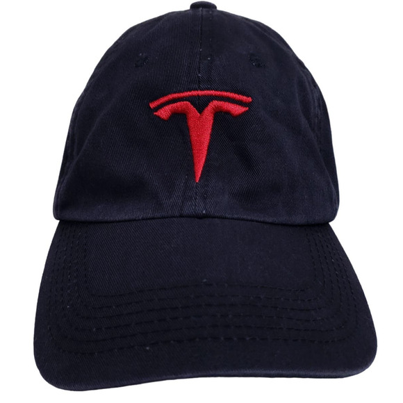 Tesla Motors Black Adjustable Hat Embroidered Logo T Emblem Baseball Cap - Picture 1 of 5